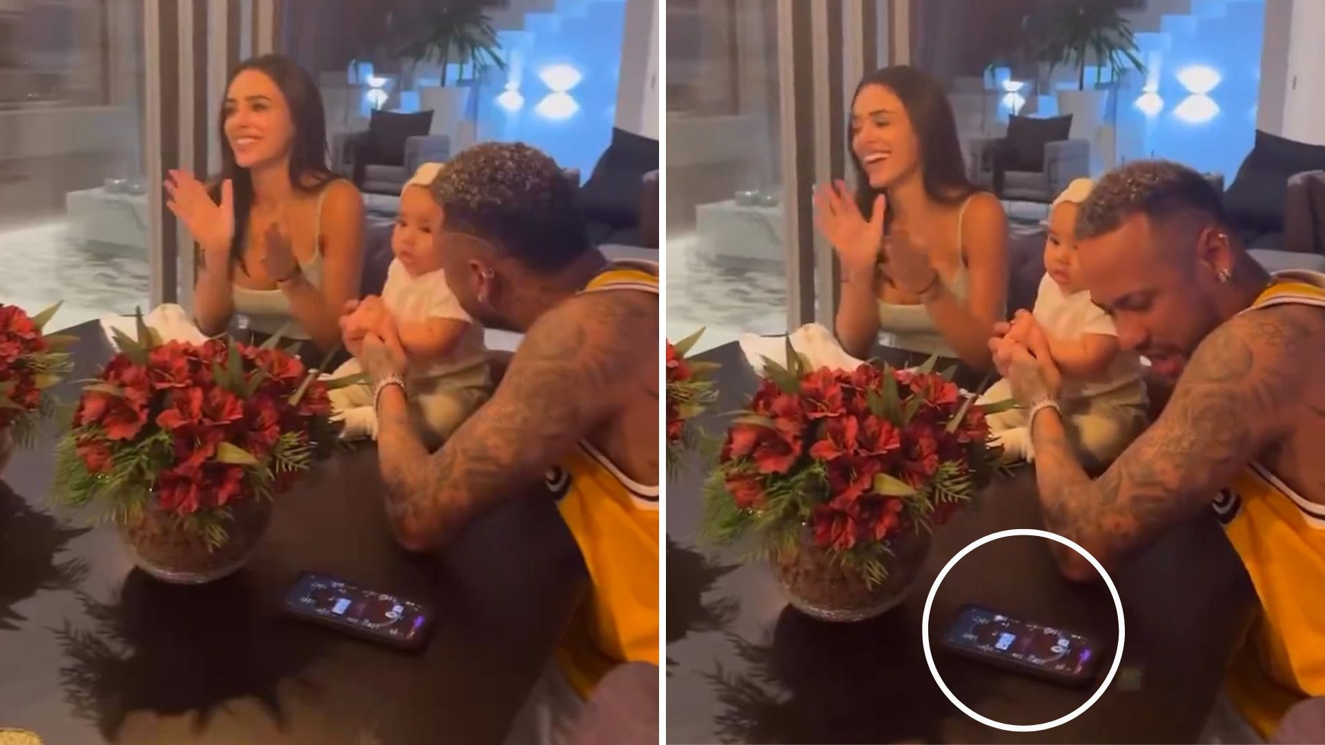 Neymar es criticado en redes por jugar póker en su celular en medio de una celebración de su hija