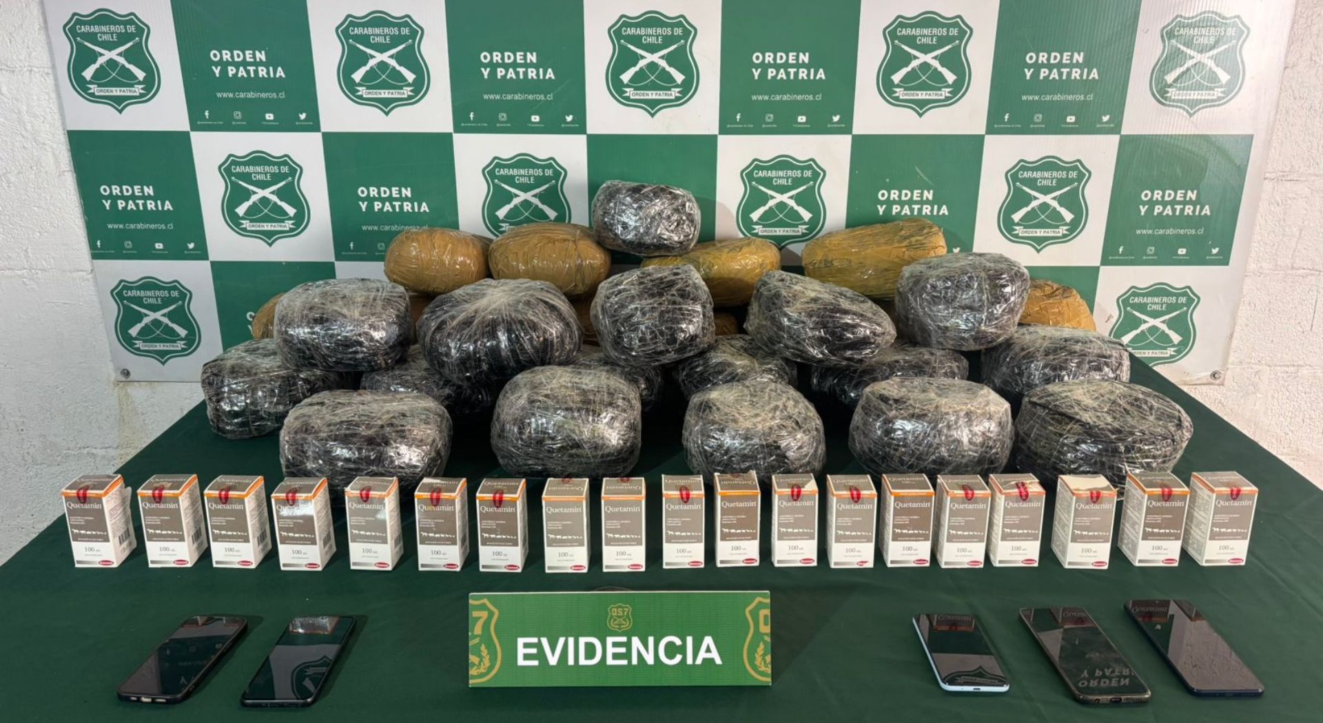 Tres individuos en Calama están en prisión preventiva por tráfico de drogas al ser encontrados con marihuana y ketamina.