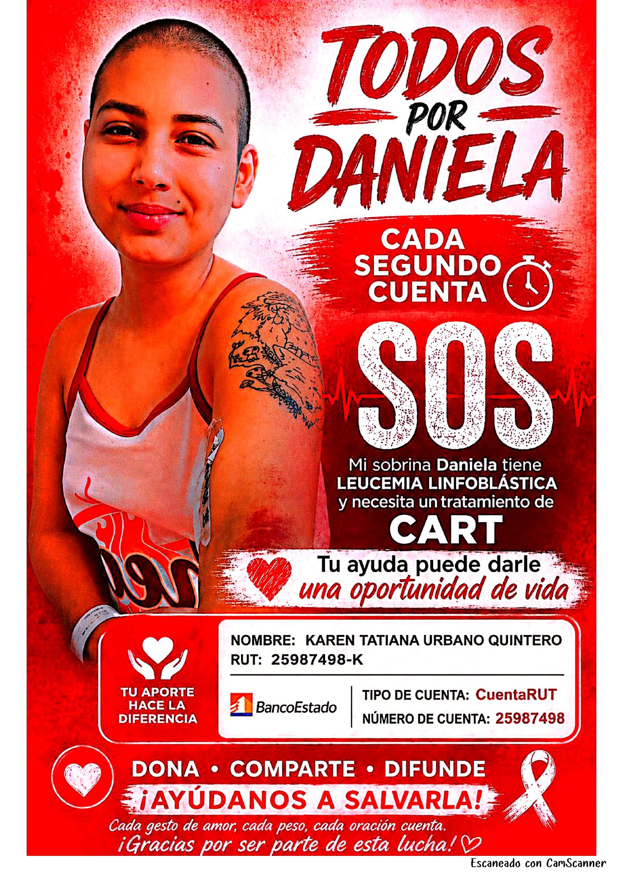 Campaña «Todos por Daniela»: Joven busca recaudar fondos para tratamiento vital contra la leucemia en España